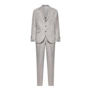 Beige Linnen Wol Zijde Blazer Broek Brunello Cucinelli , Gray , Heren