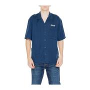 Korte Mouw Lyocell Shirt Tommy Jeans , Blue , Heren