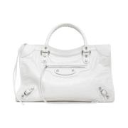 Witte Leren Tote Tas Balenciaga , White , Dames