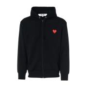 Zwarte hoodie met rode hart rits Comme des Garçons Play , Black , Here...