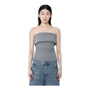 Stretch Bandeau Top met Rits Sluiting Entire Studios , Gray , Dames