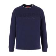 ML Logo Katoenen Sweatshirt - Blauw Guess , Blue , Heren