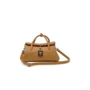 Bruine Leren Handtas Elegant Chic Design Zanellato , Brown , Dames