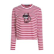 TOP ML WIT Rood Strepen Karl Lagerfeld , Multicolor , Dames