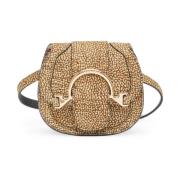 Iconische OP-print schoudertas met riem Borbonese , Beige , Dames