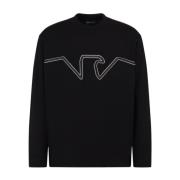 Katoenen Logo Geborduurd Crewneck T-shirt Emporio Armani , Black , Her...