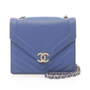 Pre-owned Leather chanel-bags Chanel Vintage , Blue , Dames