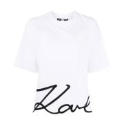 T-Shirt Karl Signature HEM WIT Karl Lagerfeld , White , Dames