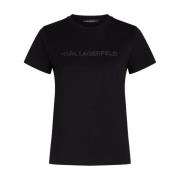 Zwart T-Shirt MET Zwart Glanzend Logo Karl Lagerfeld , Black , Dames