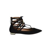 Pre-owned Suede flats Aquazzura Pre-owned , Black , Dames