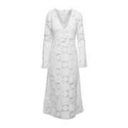 Witte Geborduurde V-Hals Jurk Sea NY , White , Dames