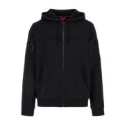 Zwarte Hoodie met Logo Guess , Black , Heren