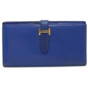 Pre-owned Leather wallets Hermès Vintage , Blue , Dames