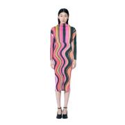 Grafisch Motief Geplooide Midi Jurk Issey Miyake , Multicolor , Dames