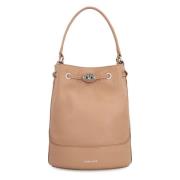 Leren Bucket Bag met Handvat Zanellato , Brown , Dames