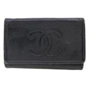 Pre-owned Leather key-holders Chanel Vintage , Black , Dames