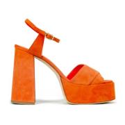 Suède Plateau Sandaal met 110mm Hak Prosperine , Orange , Dames