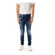 Slim Fit Jeans met gebruikte effecten Elias Rumelis , Blue , Heren