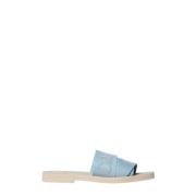 Logo-print Linnen Blend Woody Sandalen Chloé , Blue , Dames