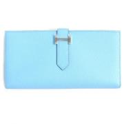 Pre-owned Leather wallets Hermès Vintage , Blue , Dames