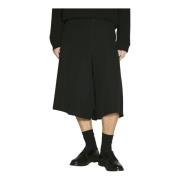 Geplooide katoenen twill shorts Yohji Yamamoto , Black , Dames