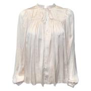 Gerimpelde V-hals Blouse Freja Stijl Ulla Johnson , White , Dames