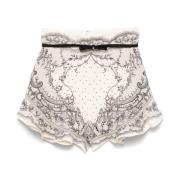 Witte Shorts met Grafische Print en Gerimpelde Details Zimmermann , Wh...