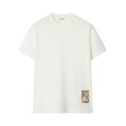 Wit Geruit Jersey T-shirt Burberry , White , Heren