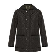 Gewatteerde jas met capuchon Burberry , Black , Dames