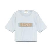 Lint Poederblauw T-shirt Fendi , Blue , Dames