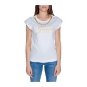 Katoenen Dames T-Shirt Collectie Guess , White , Dames