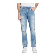 Vernietigde denim jeans met patch logo Guess , Blue , Heren