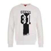 ML Logo Katoenen Sweatshirt - Wit Guess , White , Heren