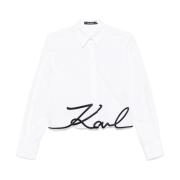 Witte Blouse Handtekening Taille Karl Lagerfeld , White , Dames