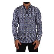 Blauw Logo Katoenen Slim Fit Shirt Dolce & Gabbana , Multicolor , Here...