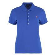 Geribbelde kraag katoenen poloshirt Polo Ralph Lauren , Blue , Dames