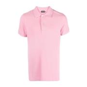 Roze Polo Shirt Katoen Korte Mouw Tom Ford , Pink , Heren