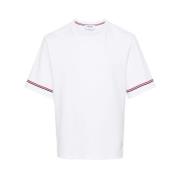 Gestreept Katoenen T-shirt met Logo Thom Browne , White , Heren