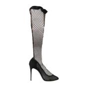 Elegante Zwarte Mesh Pumps Dolce & Gabbana , Black , Dames