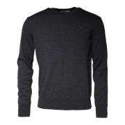 Donkergrijze Wol Crew Neck Sweater Dolce & Gabbana , Gray , Heren