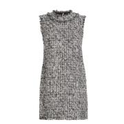 Tweed Minijurk Franje Rand Mouwloos Dolce & Gabbana , Black , Dames