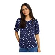 Grazia Blouse Donkerblauw Print IN Front , Blue , Dames