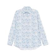 Blauwe Knoopshirt Lange Mouwen Etro , Blue , Heren