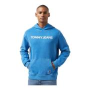 Blauwe Hoodie 100% katoen Tommy Jeans , Blue , Heren