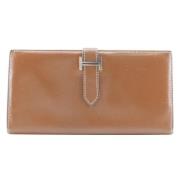 Pre-owned Leather wallets Hermès Vintage , Brown , Dames