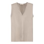 Beige Mouwloze Top met V-hals Blanca Vita , Beige , Dames