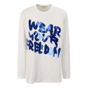 Glitter Print Longsleeve T-shirt Comme des Garçons , White , Dames