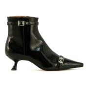 Zwarte Kitten Heel Enkellaarzen Ganni , Black , Dames