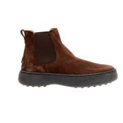 Bruine leren enkellaarzen Tod's , Brown , Heren