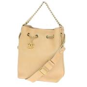 Pre-owned Leather chanel-bags Chanel Vintage , Beige , Dames